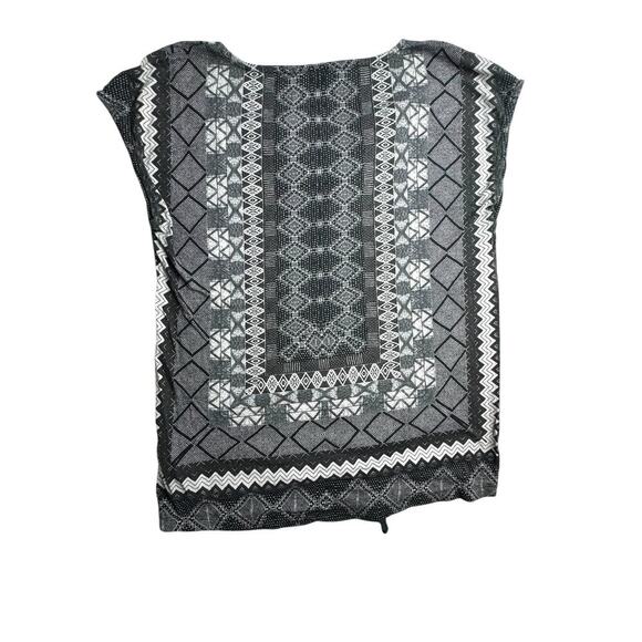 Lucky Brand Women’s Boho Tribal Print Tie Front Top Black White Size Small S/P - Picture 3 of 5